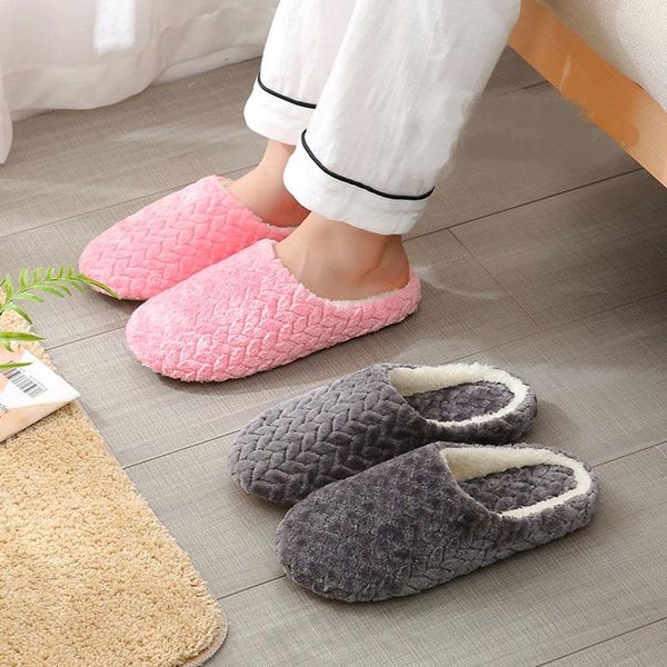 

autumn winter women men slippers bottom soft home shoe cotton thick indoor slip-on slides comfortable, Black