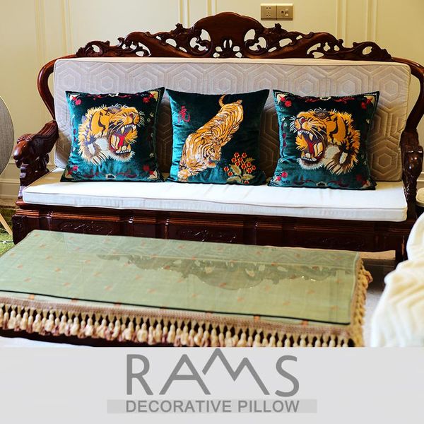 

cushion/decorative pillow 2021 rams embroidered decorative geometric cushion home decor embroidery tiger cover only no filling