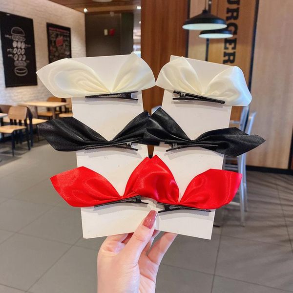 

hair clips & barrettes bowknot hairpin for women girls 1 pair korean style cute side clip with fabric headpieces styling decor accessories, Golden;silver
