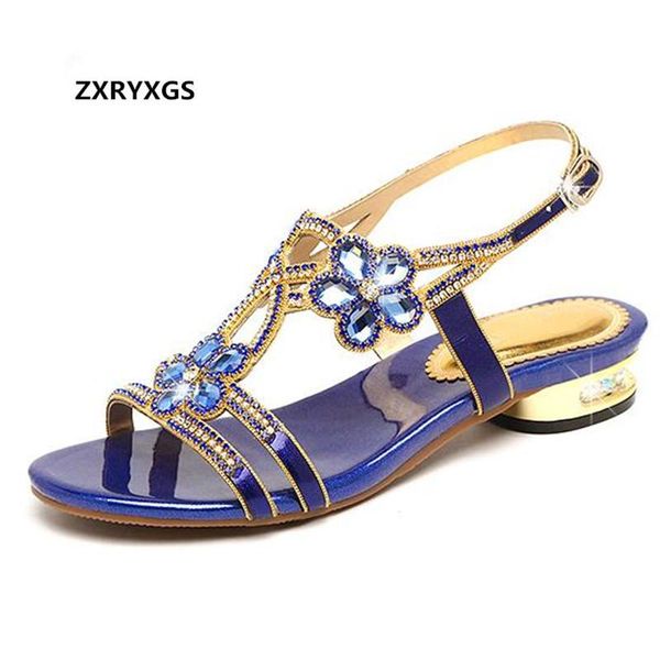 

plus size summer rhinestone sandals fashion wild women comfortable thick heel shoes woman, Black