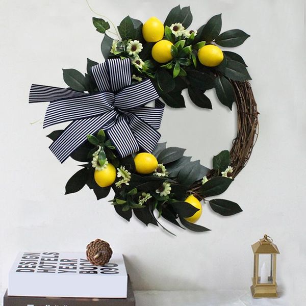 

decorative flowers & wreaths artificial wreath home garland with green leaves bow farmhouse for front door wall decor