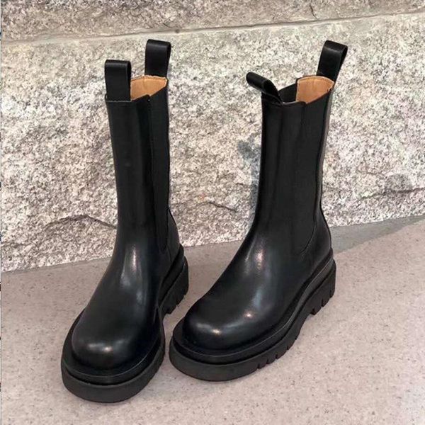 

boots smokepipe british wind medium thick soled women's summer spring and autumn single leather, Black