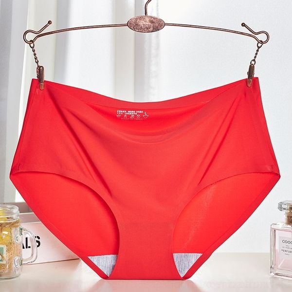 

ay0m ice silk seamless one piece breathable middle waist women's underwear women's underwear triangle 810, Red;black