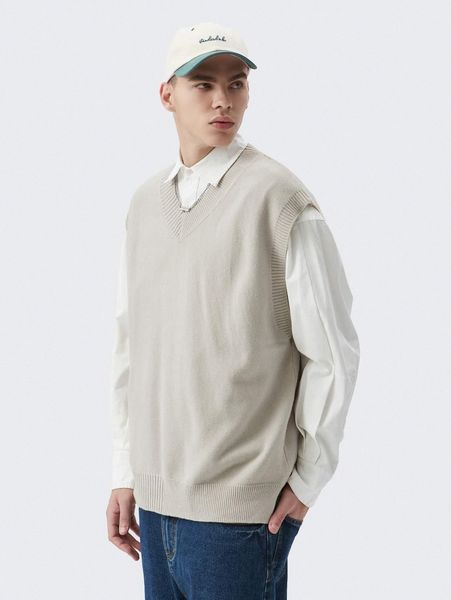 

men v-neck sweater vest without blouse p8xc#, White;black