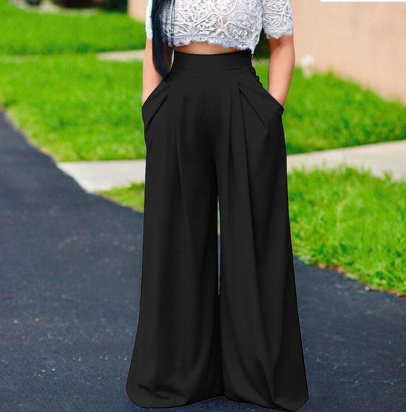 

women's pants european and american long wide leg & capris, Black;white