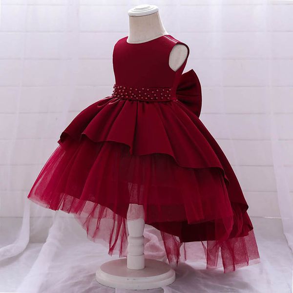 

girl's dresses 1st birthday dress for baby girl princess lace tutu pettiskirt long formal bowknot party kids clothes children clothing, Red;yellow