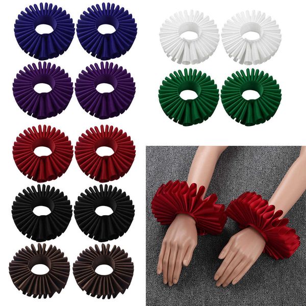 1 par Renaissance Elizabethan Ruffled Wrist mangas punhos Pulseira Victorian Traje Costume Halloween Cosplay Acessórios Y0927