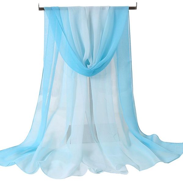 

scarves summer sunscreen silk scarf female thin section breathable gradient color georgette all-match shawl catwalk decorative e33, Blue;gray