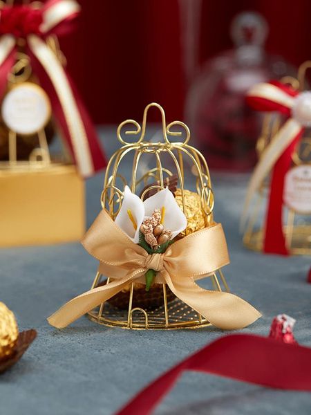 

gift wrap mini metal gold tinplate bird cage candy boxes baby shower favor box for guests wedding giveaways party birthday souvenir