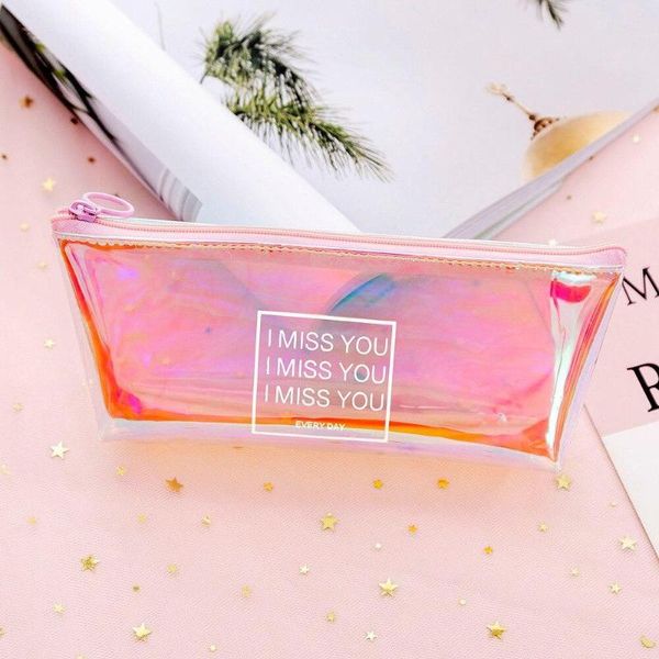 

transparent simple stationery box creative pvc pencil bag school student gift supplies back to bags