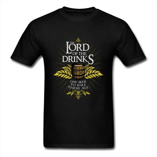 

lord of drinks rule them men all beer oktoberfest amp tees o neck black 100% cotton clothes, White;black