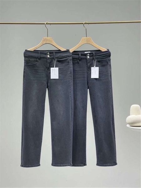 

autumn women's grey high waist small pants old wide leg, Blue