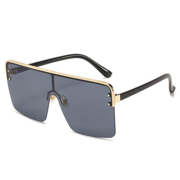 

sunglasses 2021 metal big frame trendy fashion gradient color one-piece women glasses, White;black
