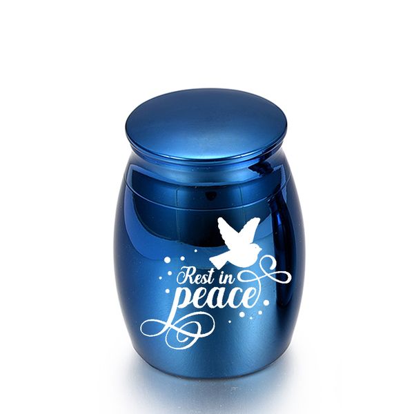 

small mini 30x40mm pet cremation urn pendant engraved with bird and -rest in peace-aluminum alloy jar, Silver
