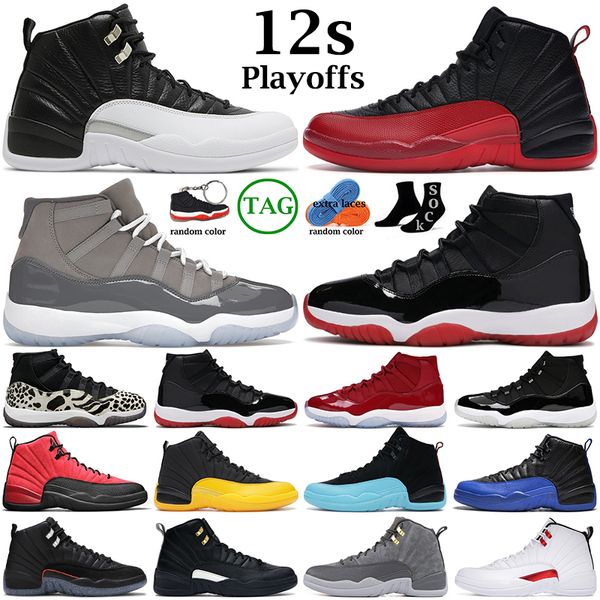 

men women basketball shoes 12s 12 playoffs royalty taxi reverse flu game the master university gold 11s cool grey jubilee mens trainers spor, Black