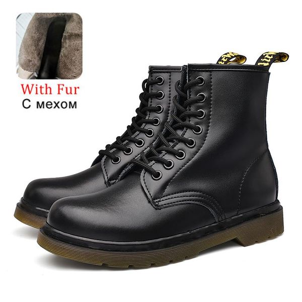 

boots winter for women men shoes breathable real leather england style couple sneakers size 35-47, Black