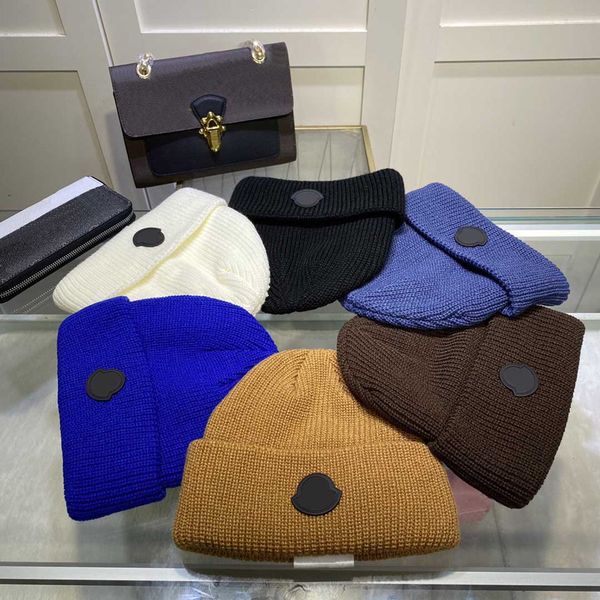 

designer skull caps fashion cold proof solid beanie cap keep warm good texture specific marks trend hat for man woman 6 colors quality, Blue;gray