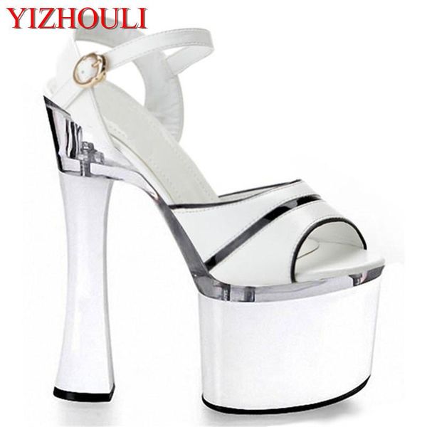 

summer open-toed sandals 17-18 cm high heels and platform stiletto, Black