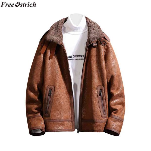

men's jackets ostrich jacket style for men in autumn winter fashionable suede plus flying fur coat, Black;brown
