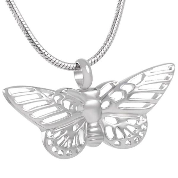 

pendant necklaces beautiful butterfly choker cremation jewelry urn for pet ashes women necklace animal locket memorial gift, Silver