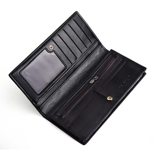 

wallets men's fashion long wallet soft leather large capacity mobile phone bag multi-function card package casual purses male, Red;black