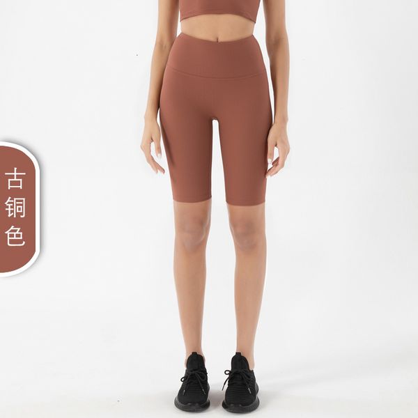 

tracksuits luxury yoga wear2021 thread naked feeling lu pant's high waist peach hip lifting sports fitns shorts, Gray