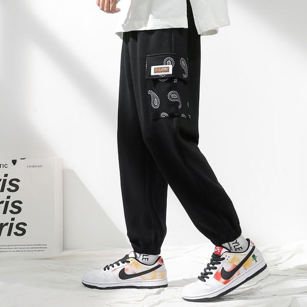 

2021 autumn new korean youth trend casual loose fashion men's work pants, Black