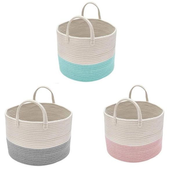 

laundry storage & organization baskets cotton rope basket woven baby sofa throws pillows towels toys or nursery organizer la