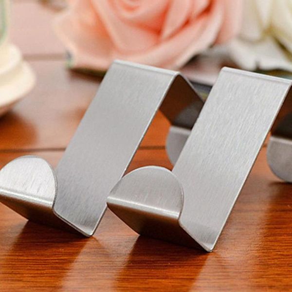 

2pcs stainless steel door hooks hanging kitchen cabinet clothes hanger on back type strong practical home accessories & rails