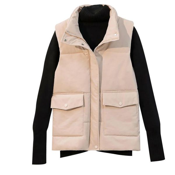 

women's vests spring and winter fashion womens outer solid color waistcoat vest gilet jacket coat outwear keep warm 2021#4, Black;white