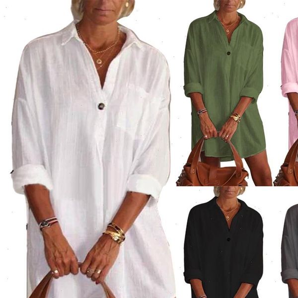 

women solid womens dress color v neck long sleeve pocket button loose shirt mini good quality, Black;gray