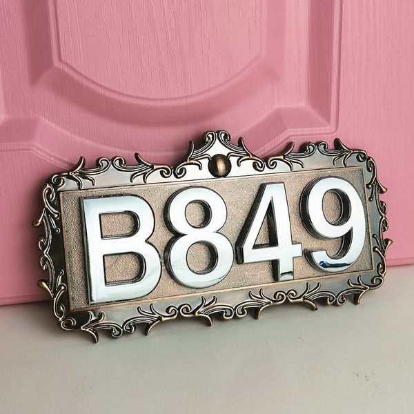 

imitation metal bronze house number abs plastic door plate custom sign sticker for el apartment villa other hardware