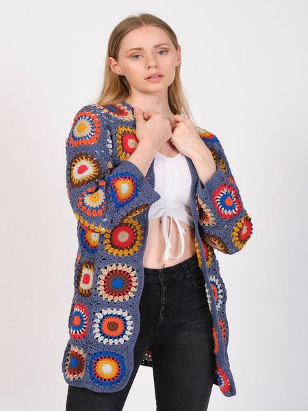 

women's jackets granny square coat,crochet cardigan,handmade patchwork jacket,boho style jacket,granny jacket,cotton crochet coat, Black;brown