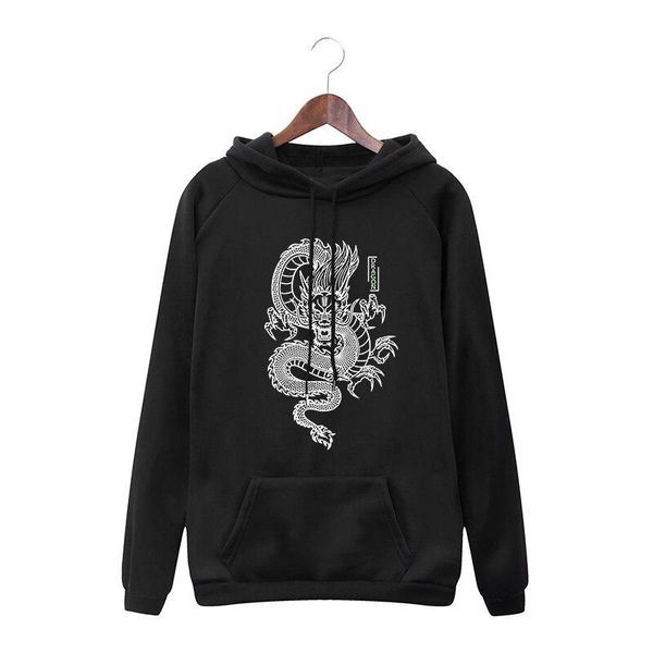 

men's hoodies & sweatshirts 2021 dragon fashion solid color print streetwear men women oversized hoodie harajuku tracksuits clothing, Black