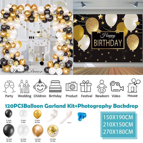 

party decoration 120pcs/set white gold black latex balloons garland arch kit confetti birthday wedding baby shower anniversary