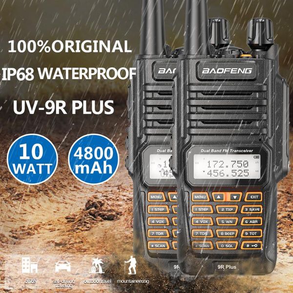 

walkie talkie 2pcs original baofeng uv-9r upgraded dual band waterproof 10w communications amateur vhf uhf cb plus radio