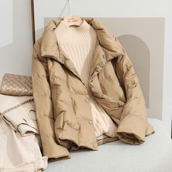 

women's down & parkas autumn/winter 2021 standing collar jacket ultra light 90% white duck single-breasted windproof parka, Black