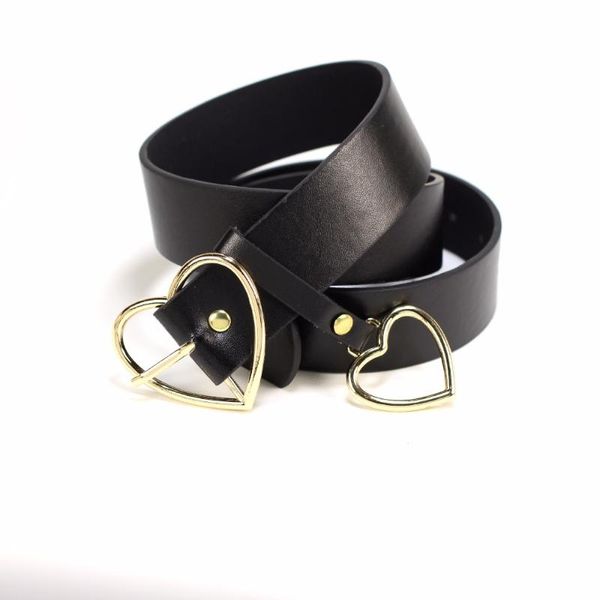 

belts wj87b2 women black formal man made pu leather belt heart female with loop, Black;brown