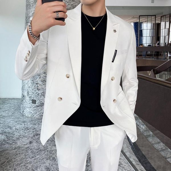 

autumn and winter 2021 men's slim casual suit jacket can be matched with xz279 suits & blazers, White;black
