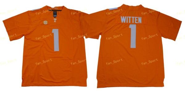 Футбол колледжа NIK1 NCAA Tennessee Волонтеры 16 Peyton Manning Jersey Мужчины Джейсон Виттен 1 Колледж SEC мужчины сшиты апельсиновые серого белого цвета