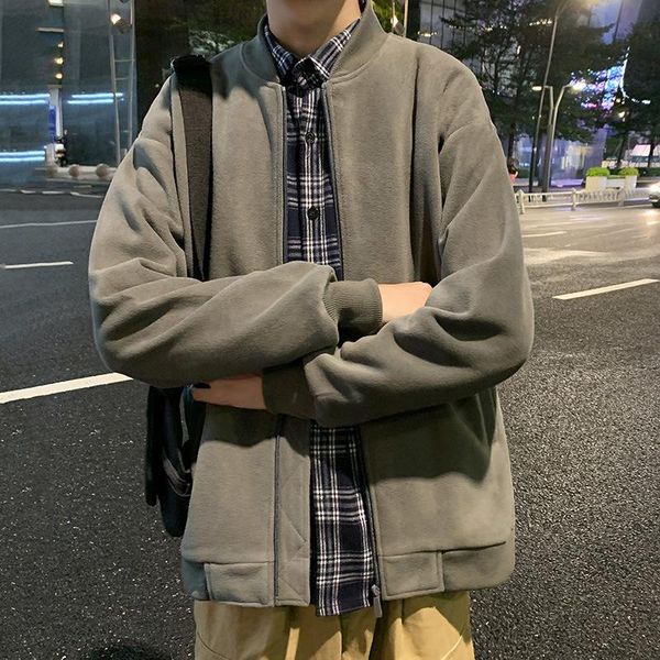 

spring and autumn baseball uniform korean handsome zipper pure color long sleeve thin coat running casual sport gym jacket men's jacket, Black;brown