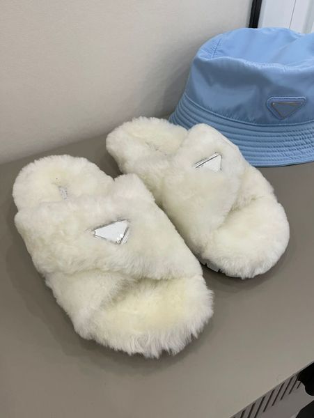 

high end cross women's rabbit hair slippers designer fashionable noble full anti slip sandals 35-41, Black