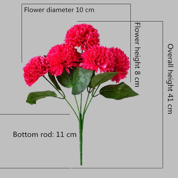 

bundle 5 heads ball silk carnations bouquet vases for home decor christmas wedding flowers floristics artificial decorative & wreaths