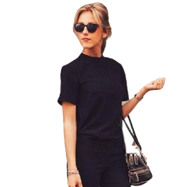 

women's blouses & shirts black open back summer shirt for women 2021 fashion short sleeve casual blouse lady o neck chiffon, White