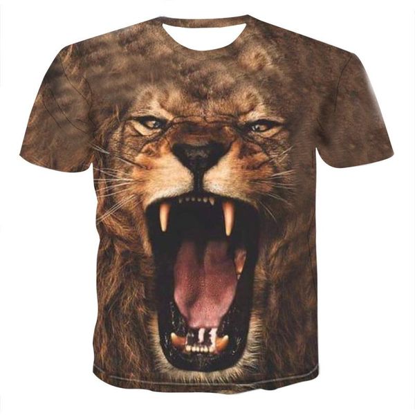 

men's t-shirts 2021 3d digital print t-shirt for men / women summer fun t- shirt children animal lion personalized street top, White;black