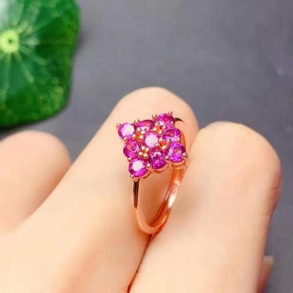 

cluster rings natural gemstone pakistan garnet ring 925 silver 3mm, Golden;silver