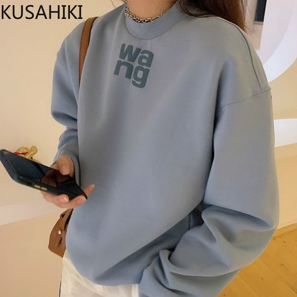 

letter printed korean pullover jumper fleece women sweatshirt long sleeve o-neck hoodie drop 6c177 210603, Black