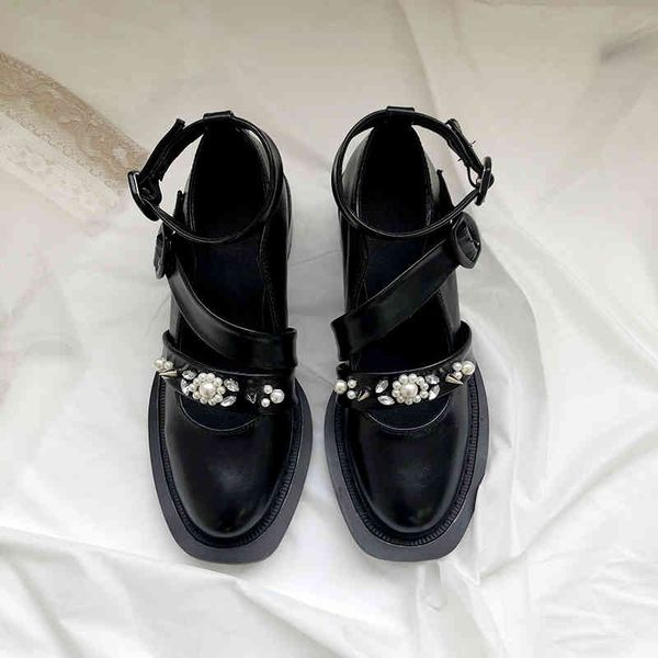 

dress punk retro black women pumps chunky heel gladiator stiletto crystal straps valentine shoes woman summer boots zapatos mujer 1vkj