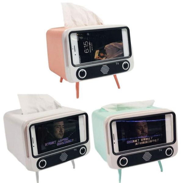 

cell phone mounts & holders 2 in1 tissue box storage multifunctional creative paper pumping holder dust-proof household tv shape