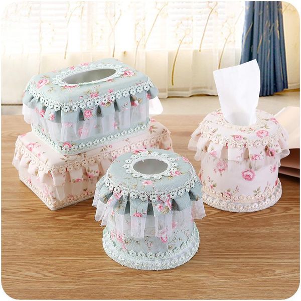 

tissue boxes & napkins european countryside lace fabric box creative home car multi-functional paper extraction roll holder decor
